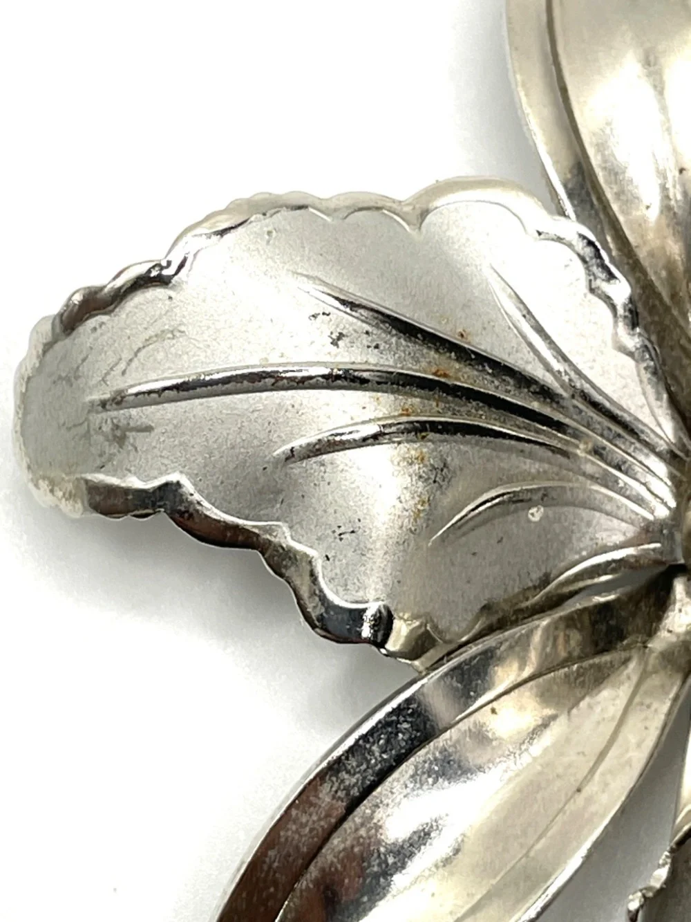 Vintage Mid-Century Silver Tone Orchid Pin Brooch